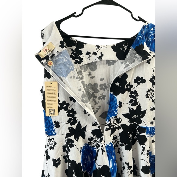 Grace Karin blue and black floral classy midi dress - Picture 5 of 5